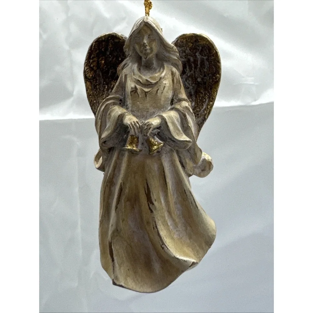 Schurman‎ Retail Group 2 Gold Distressed Christmas Angel Ornaments